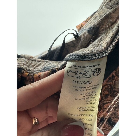 Free People Peach Orange paisley front slit skirt Size XL - Picture 5 of 6